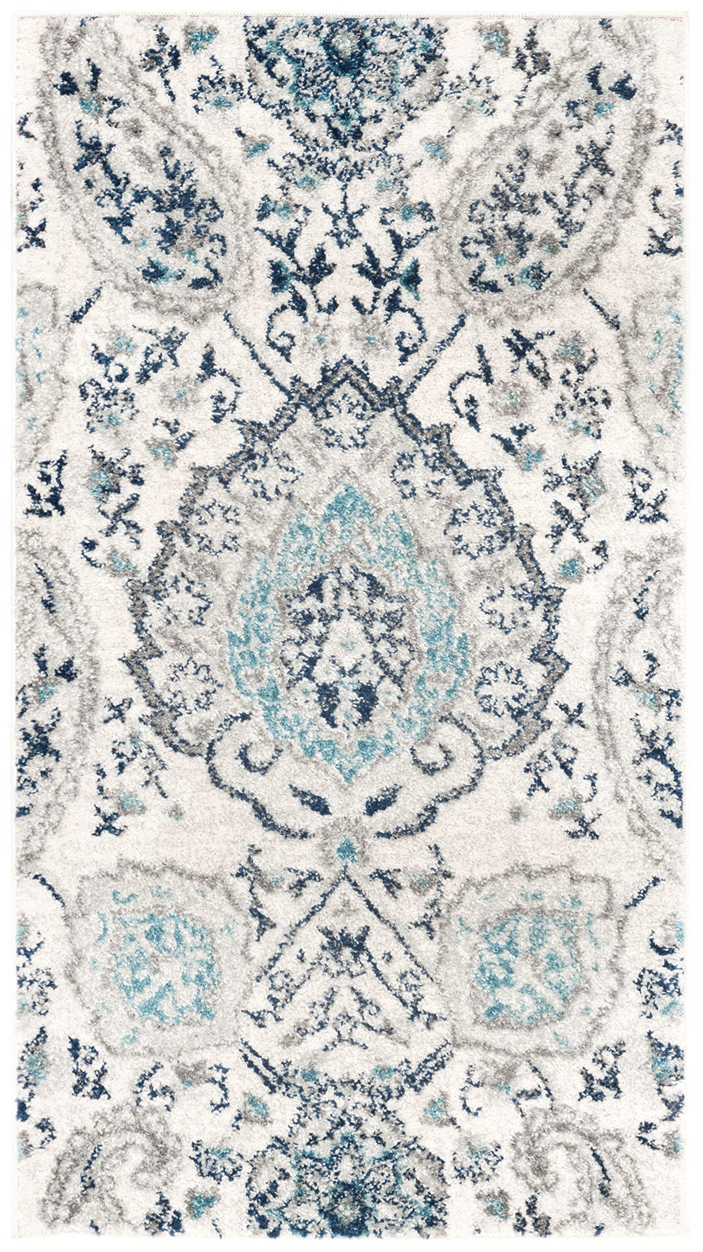 SAFAVIEH Madison Collection Accent Rug - 2'3'' x 4', Cream & Light Grey, Glam Paisley Design, Non-Shedding & Easy Care, Ideal fo